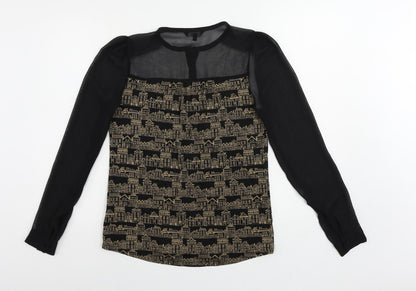 Womens UK Size 8 NEXT Black Basic Button-Up