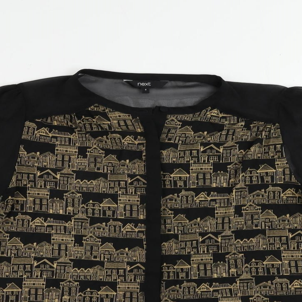 Womens UK Size 8 NEXT Black Basic Button-Up