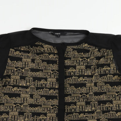 Womens UK Size 8 NEXT Black Basic Button-Up