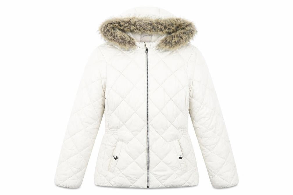 Womens UK Size 10 Classic Ivory Quilted Coat