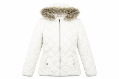 Womens UK Size 10 Classic Ivory Quilted Coat