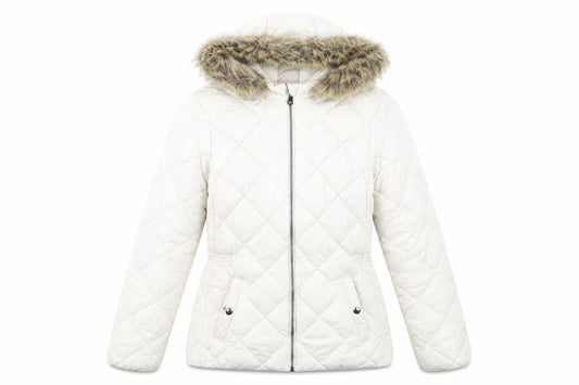 Womens UK Size 10 Classic Ivory Quilted Coat