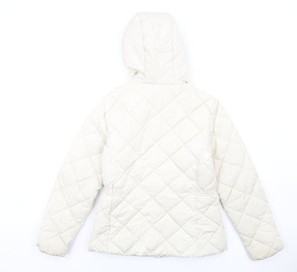 Womens UK Size 10 Classic Ivory Quilted Coat