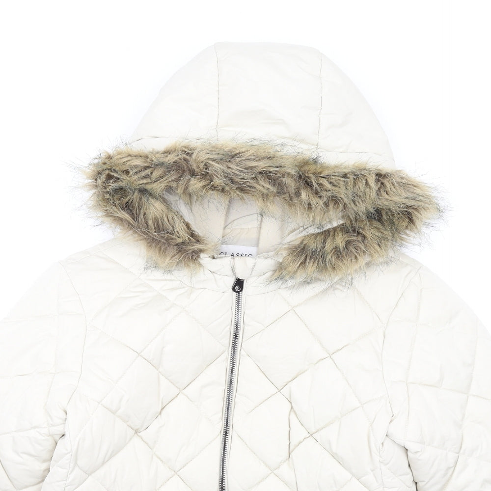 Womens UK Size 10 Classic Ivory Quilted Coat