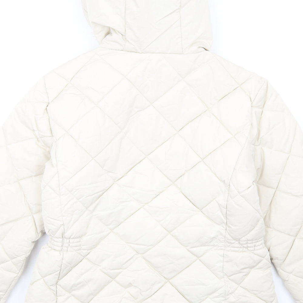 Womens UK Size 10 Classic Ivory Quilted Coat