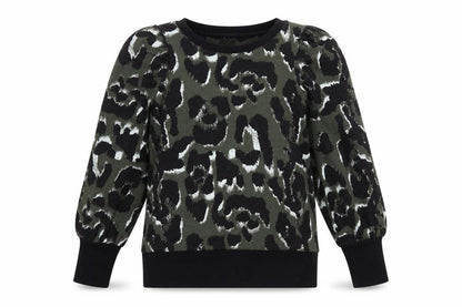 River Island Womens Green Animal Print Cotton Pullover Sweatshirt Size XS Pullover