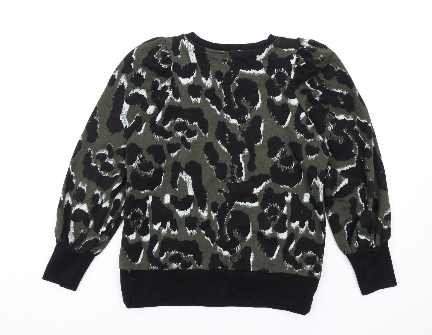River Island Womens Green Animal Print Cotton Pullover Sweatshirt Size XS Pullover