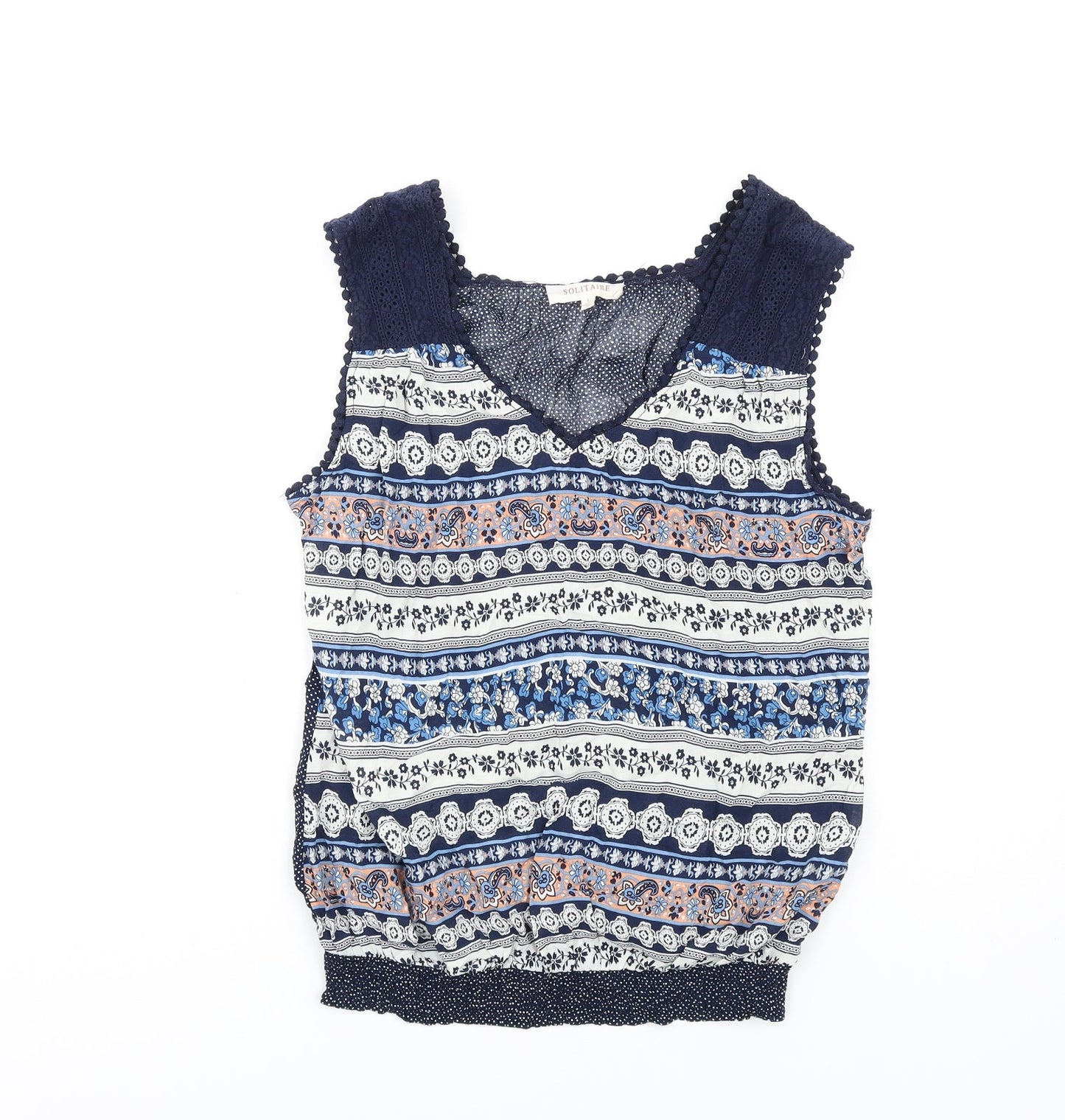 Womens UK Size L Solitaire Blue Basic Tank