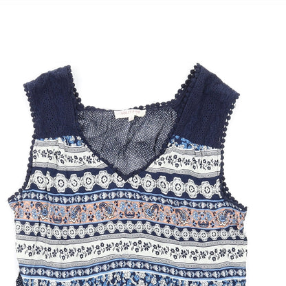 Womens UK Size L Solitaire Blue Basic Tank
