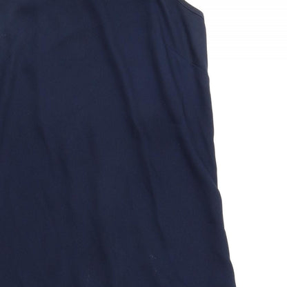 Warehouse Womens Blue Polyester Slip Dress Size 8 Square Neck Pullover