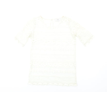 Womens UK Size 8 NEXT Ivory Basic T-Shirt