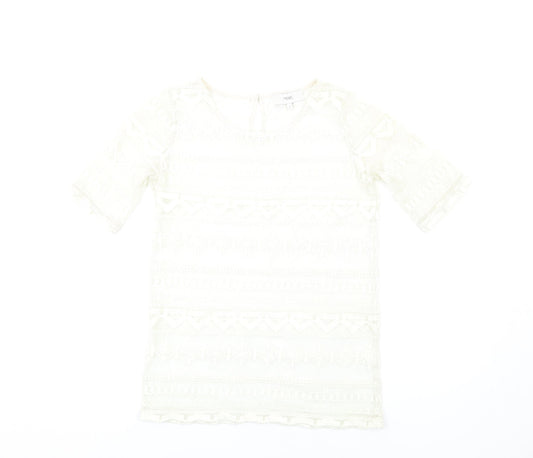 Womens UK Size 8 NEXT Ivory Basic T-Shirt