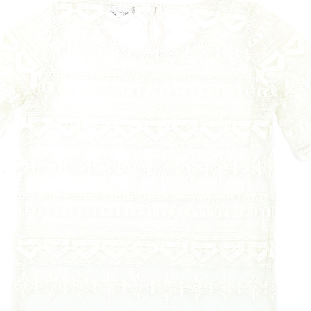 Womens UK Size 8 NEXT Ivory Basic T-Shirt