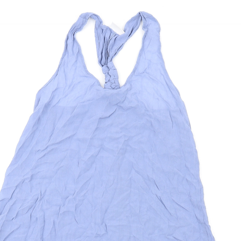 NEXT Womens Blue Viscose Tank Dress Size 8 Scoop Neck Pullover