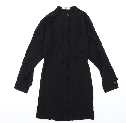 Mango Womens Black Viscose A-Line Size 2XS Round Neck Button