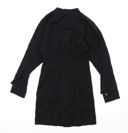 Mango Womens Black Viscose A-Line Size 2XS Round Neck Button