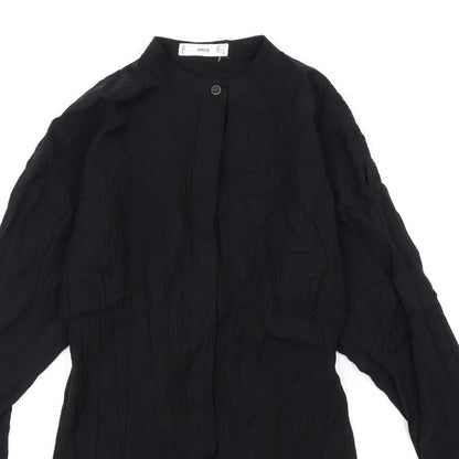 Mango Womens Black Viscose A-Line Size 2XS Round Neck Button