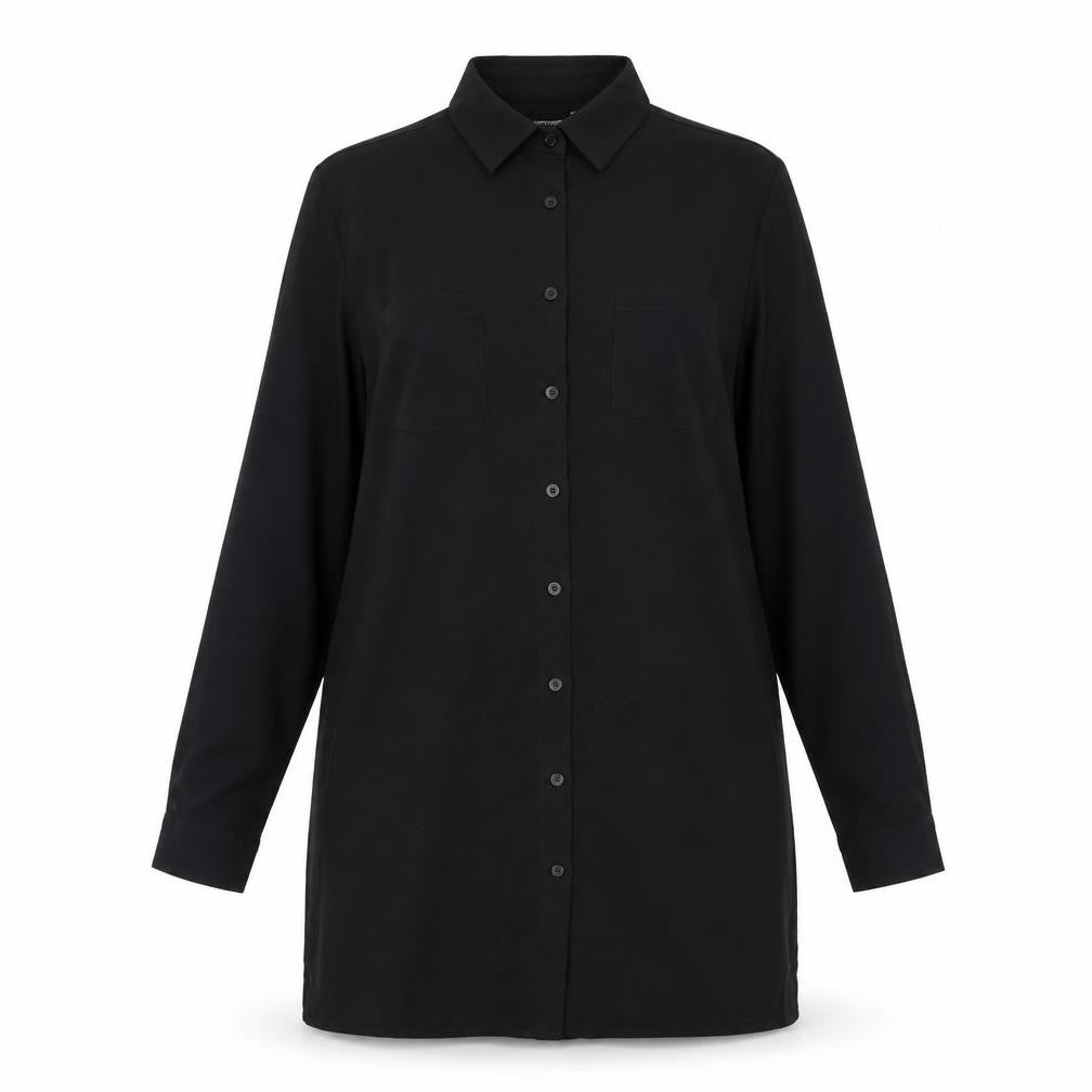 PRETTYLITTLETHING Womens Black Polyester Shirt Dress Size 6 Collared Button