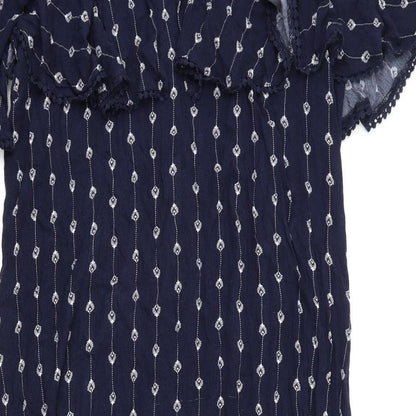 Debenhams Womens Blue Geometric Viscose A-Line Size 18 Off the Shoulder Pullover