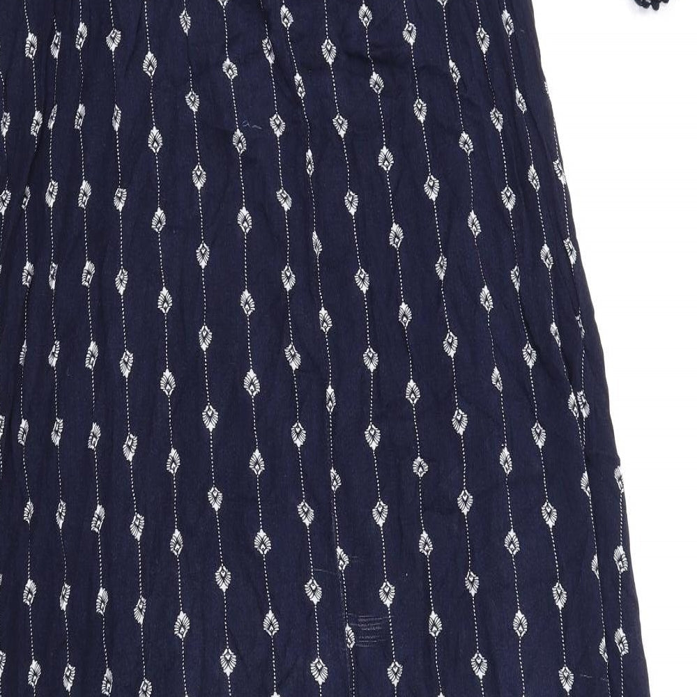 Debenhams Womens Blue Geometric Viscose A-Line Size 18 Off the Shoulder Pullover