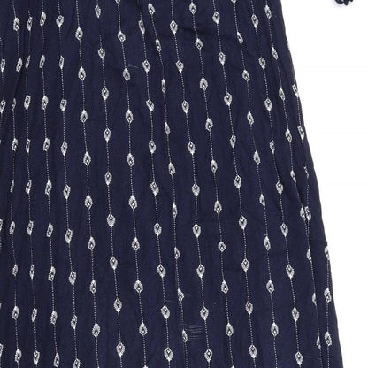 Debenhams Womens Blue Geometric Viscose A-Line Size 18 Off the Shoulder Pullover