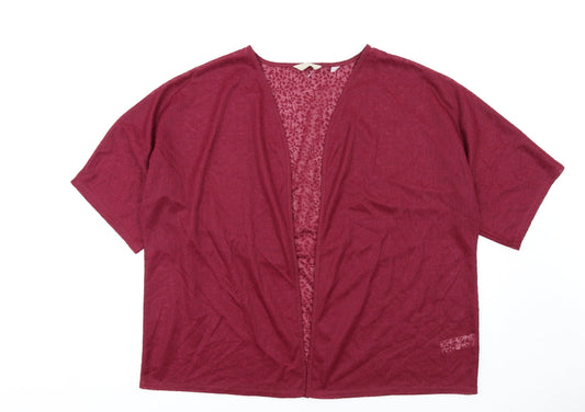 Anthology Womens Red Polyester Kimono T-Shirt Size 20 V-Neck