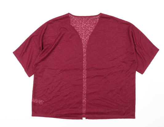 Anthology Womens Red Polyester Kimono T-Shirt Size 20 V-Neck