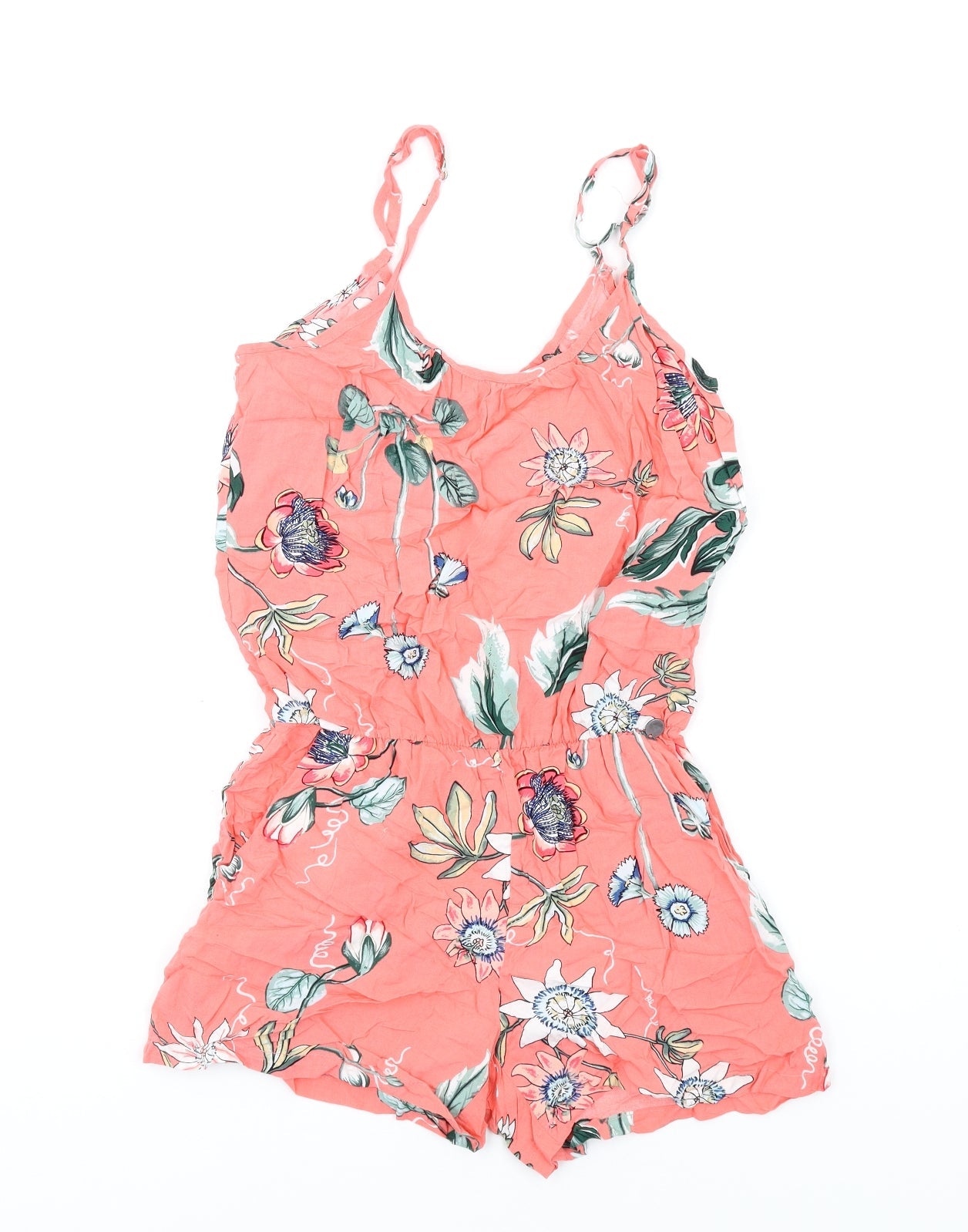 Hype Womens Pink Floral Viscose Playsuit One-Piece Size S Pullover