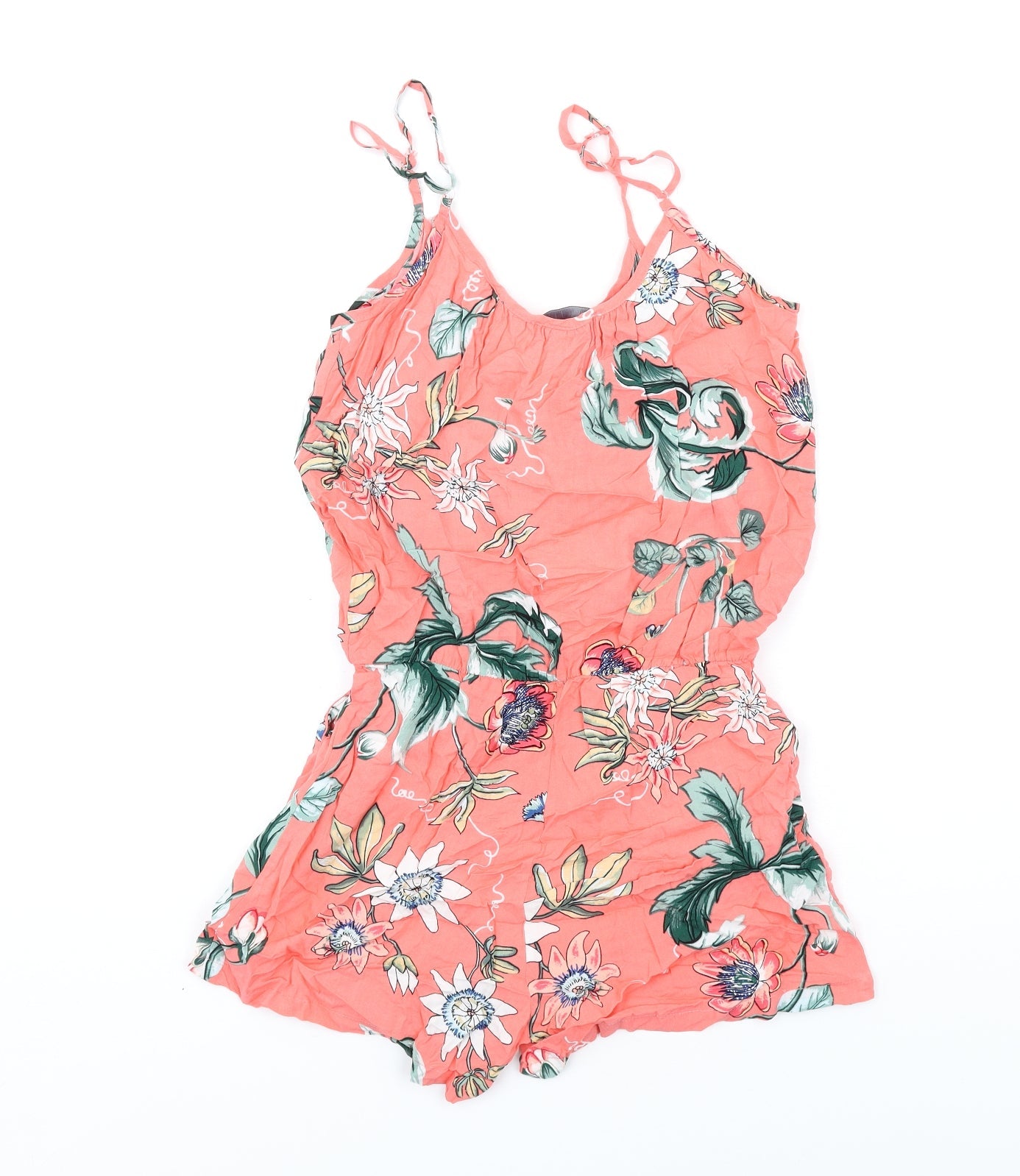 Hype Womens Pink Floral Viscose Playsuit One-Piece Size S Pullover