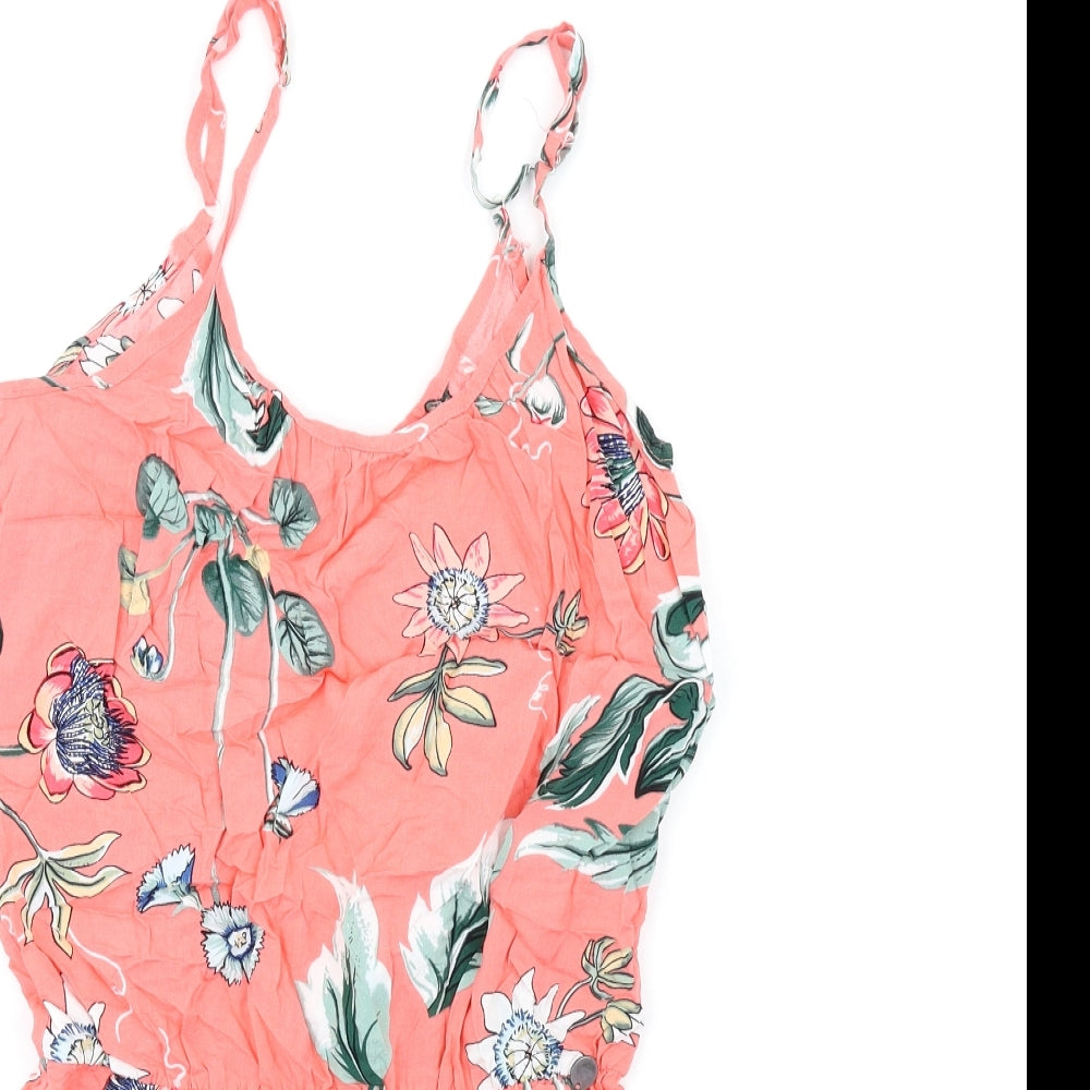 Hype Womens Pink Floral Viscose Playsuit One-Piece Size S Pullover