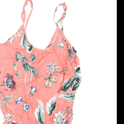 Hype Womens Pink Floral Viscose Playsuit One-Piece Size S Pullover