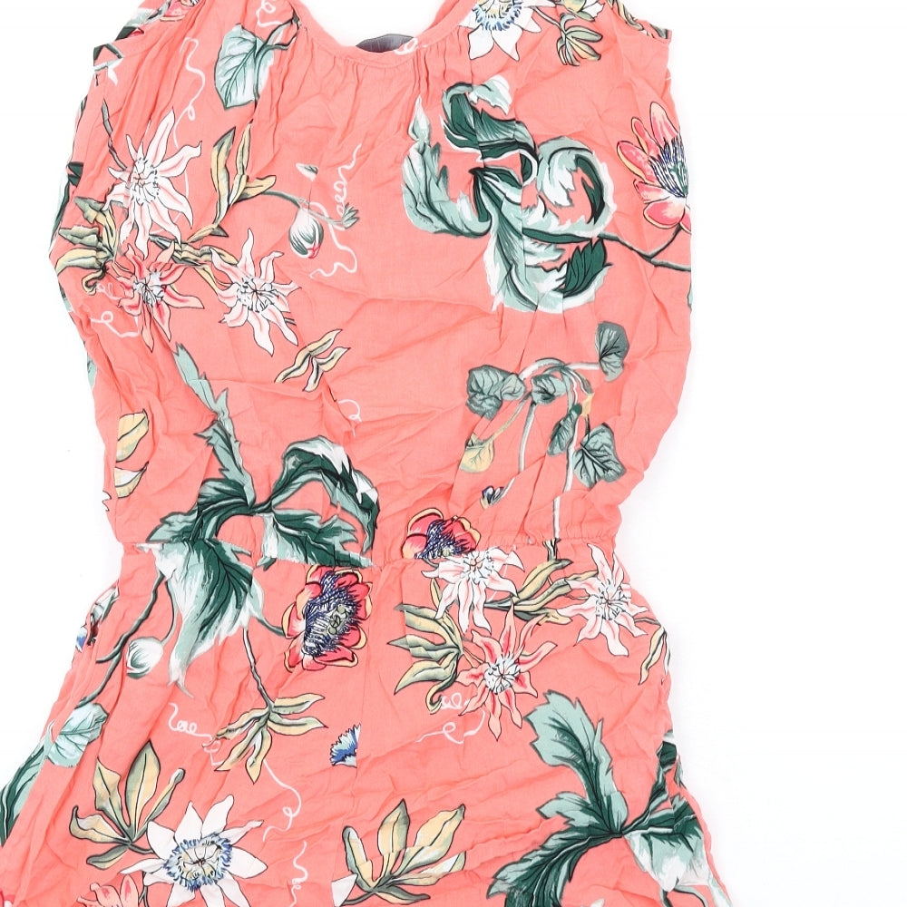 Hype Womens Pink Floral Viscose Playsuit One-Piece Size S Pullover