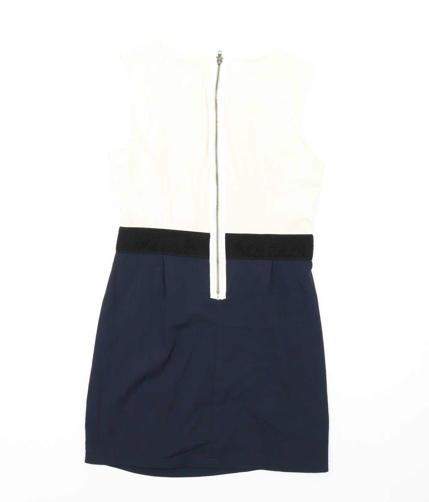 AX Paris Womens Blue Viscose Pencil Dress Size 12 Round Neck Zip