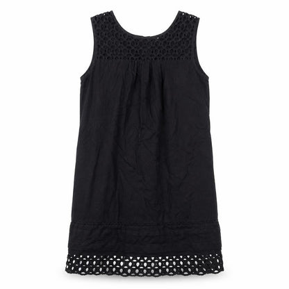 Phase Eight Womens Black Cotton Tank Dress Size 10 Round Neck Button