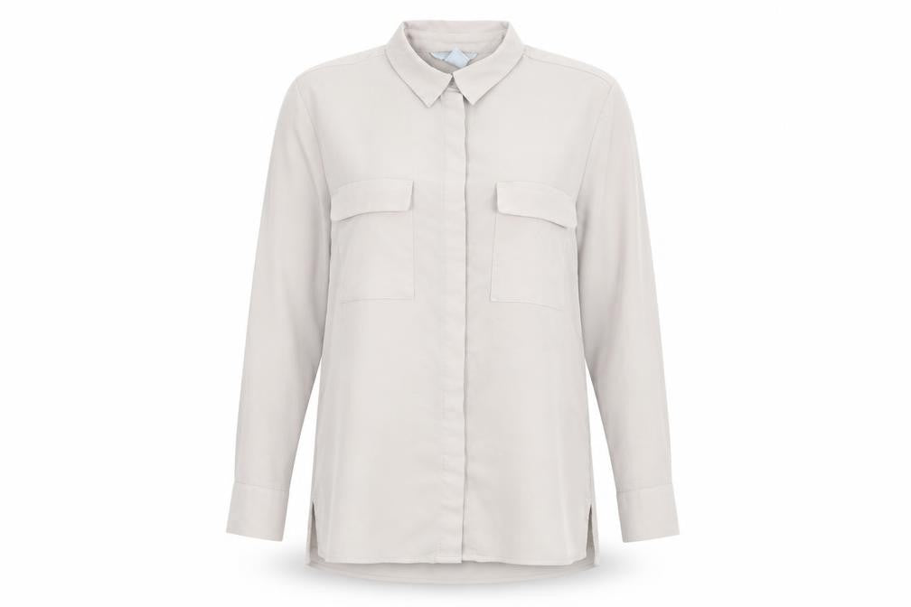 Womens UK Size 8 H&M Beige Basic Button-Up
