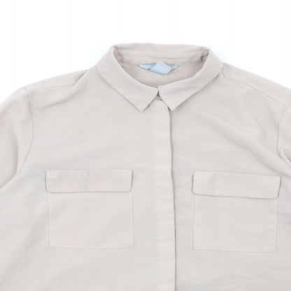 Womens UK Size 8 H&M Beige Basic Button-Up