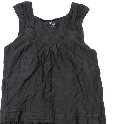 Heaven Womens Black Polyester A-Line Size 12 Scoop Neck Pullover