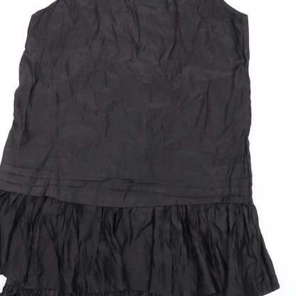 Heaven Womens Black Polyester A-Line Size 12 Scoop Neck Pullover