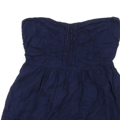 Zara Womens Blue Cotton A-Line Size L Sweetheart Pullover
