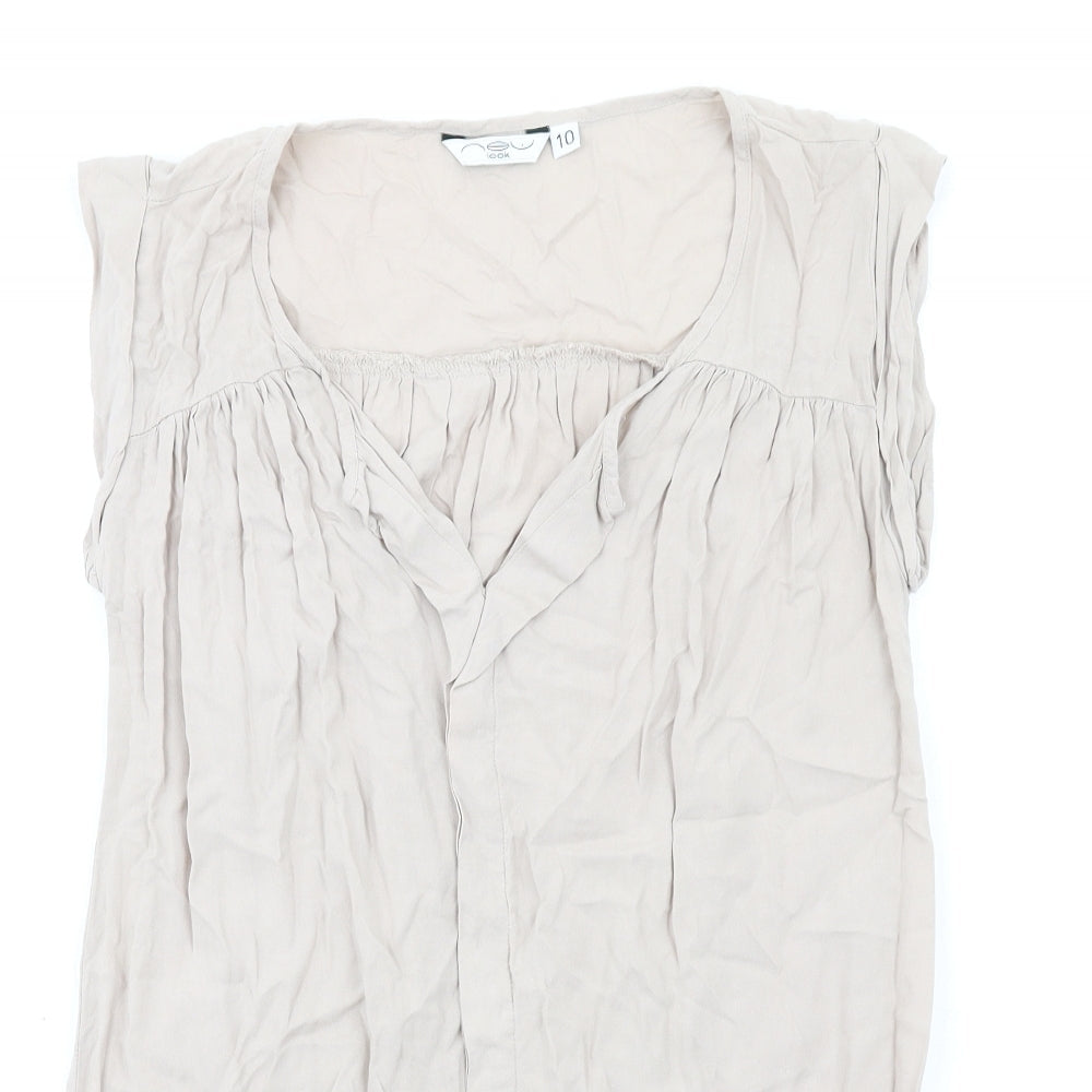 Womens UK Size 10 New Look Beige Basic Tank
