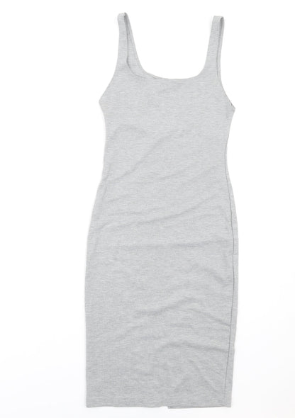Zara Womens Grey Polyester Bodycon Size M Scoop Neck Pullover