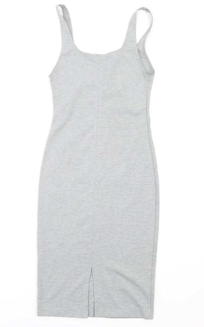 Zara Womens Grey Polyester Bodycon Size M Scoop Neck Pullover