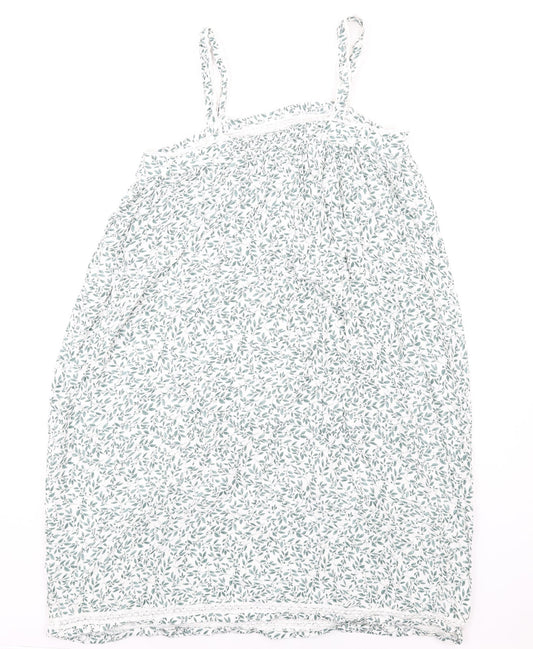 dusk Womens Green Geometric Viscose A-Line Size M Square Neck Pullover