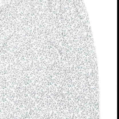 dusk Womens Green Geometric Viscose A-Line Size M Square Neck Pullover