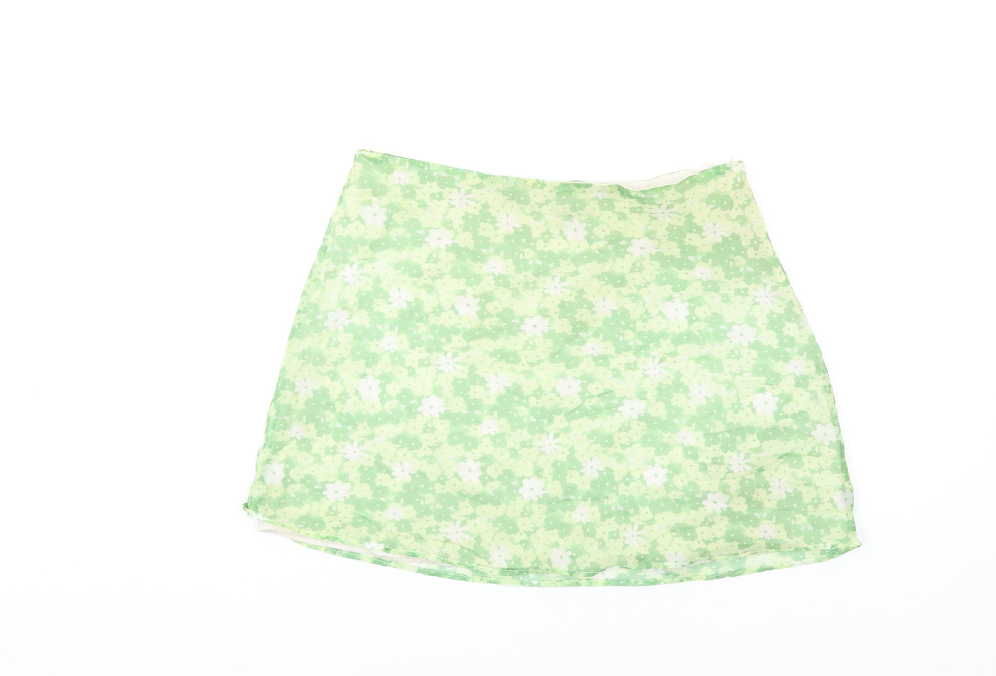 Glamorous Womens Green Floral Polyester Mini Skirt Size 12 Zip