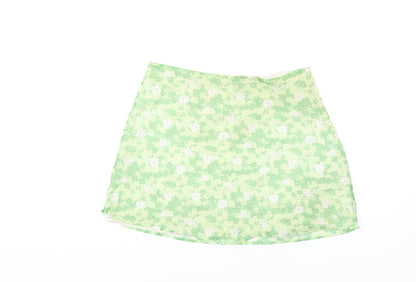 Glamorous Womens Green Floral Polyester Mini Skirt Size 12 Zip