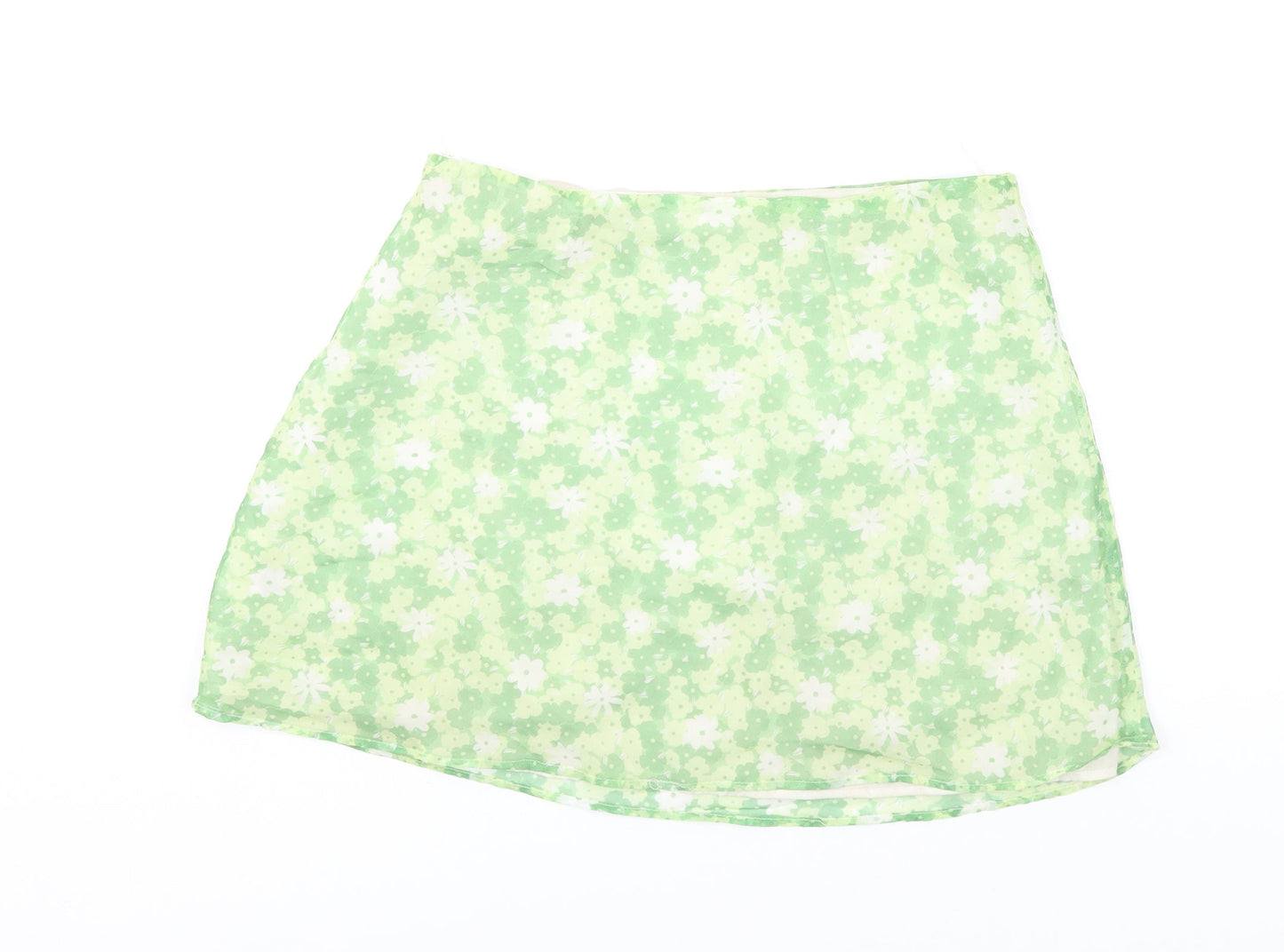 Glamorous Womens Green Floral Polyester Mini Skirt Size 12 Zip