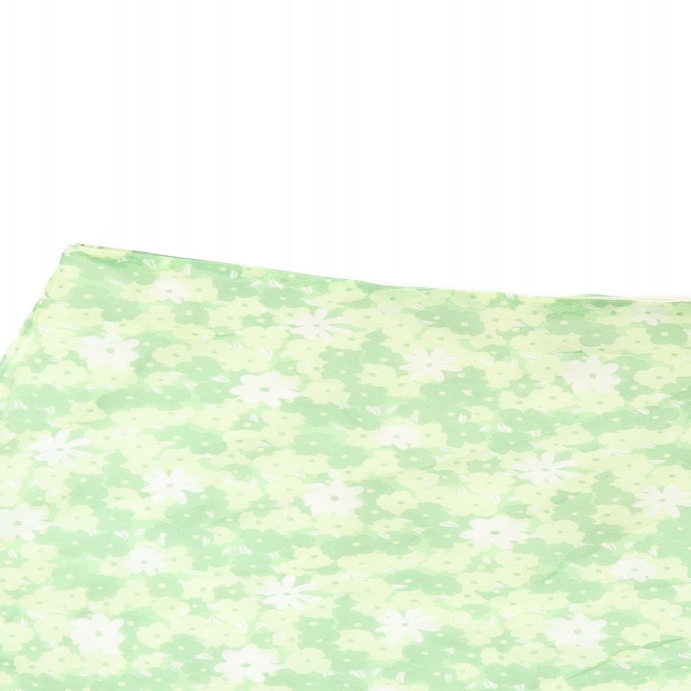 Glamorous Womens Green Floral Polyester Mini Skirt Size 12 Zip