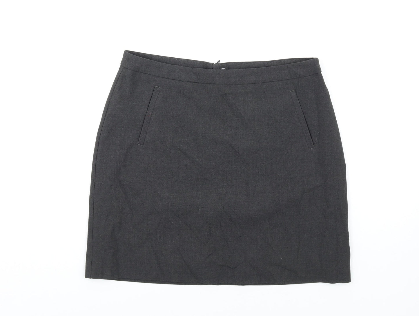 Marks and Spencer Womens Grey Polyester A-Line Skirt Size 12 Zip
