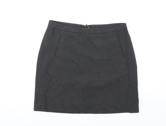Marks and Spencer Womens Grey Polyester A-Line Skirt Size 12 Zip